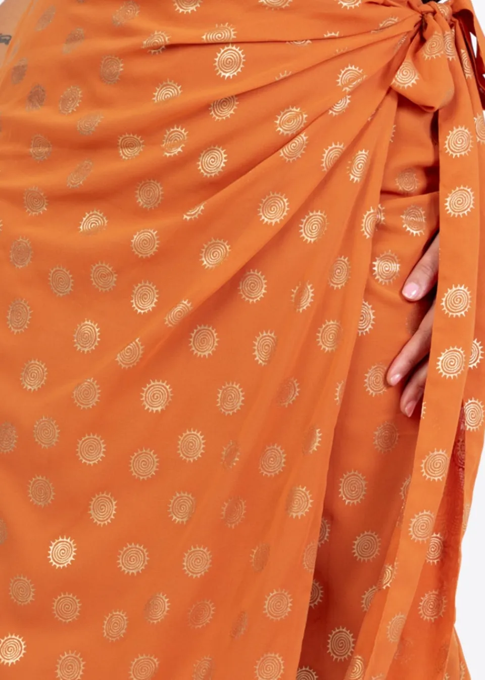 Skirts>Lovedrobe Metallic Detail Orange Functional Wrap Midi Skirt
