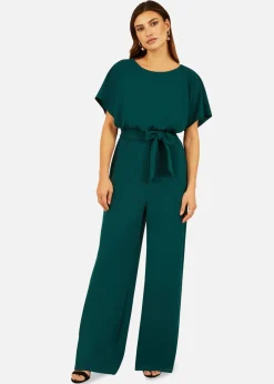 Jumpsuits & Playsuits>Mela Batwing Stretch Jumpsuit in Green