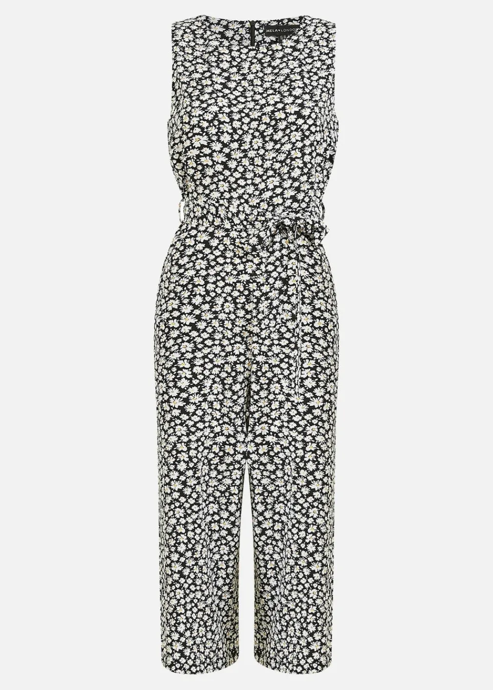Jumpsuits & Playsuits>Mela Black Ditsy Daisy Culotte Jumpsuit