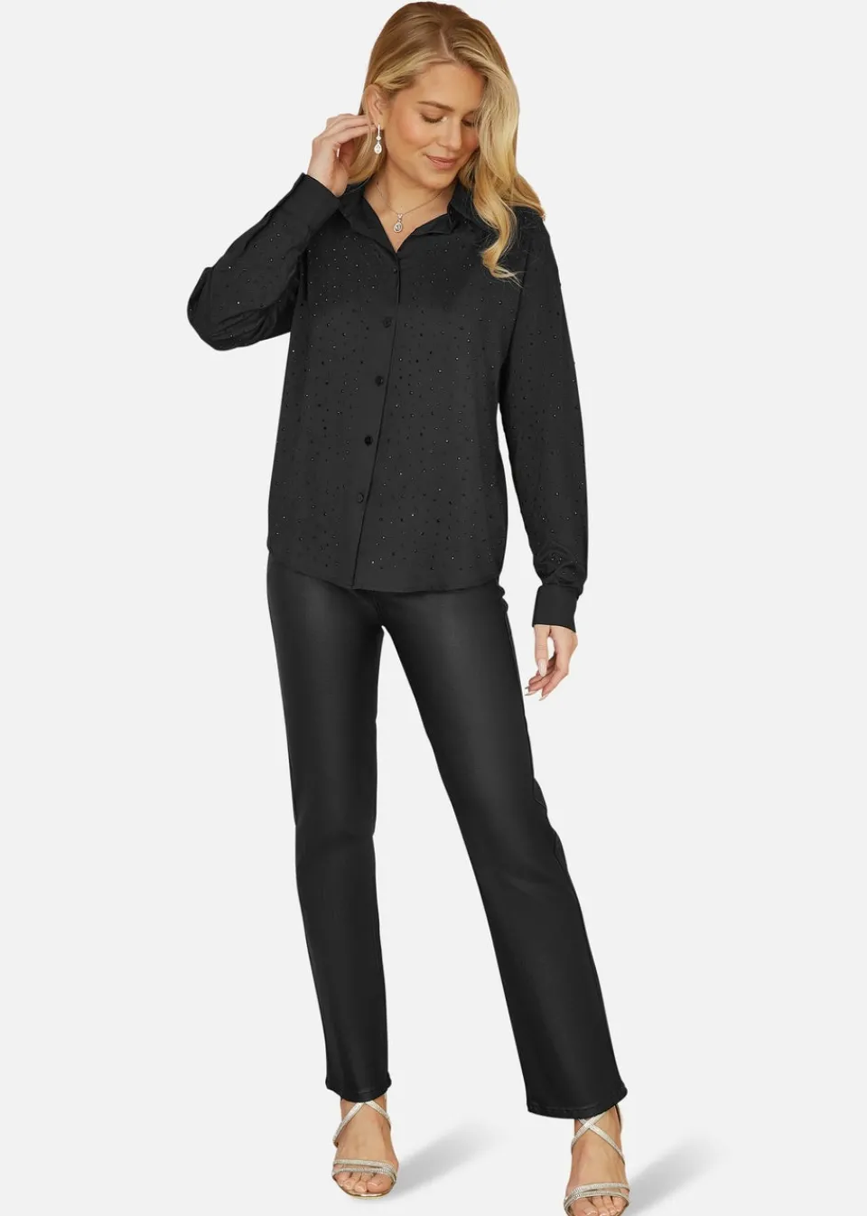 Tops>Mela Black Gem Long Sleeve Shirt
