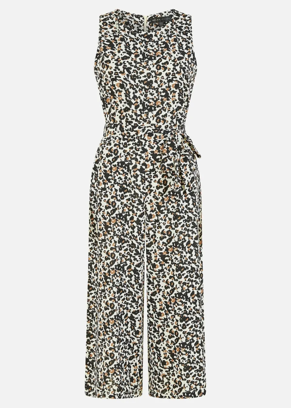 Jumpsuits & Playsuits>Mela Brown Animal Print Sleeveless Culotte Jumpsuit