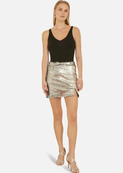Skirts>Mela Silver Sequin Mini Skirt