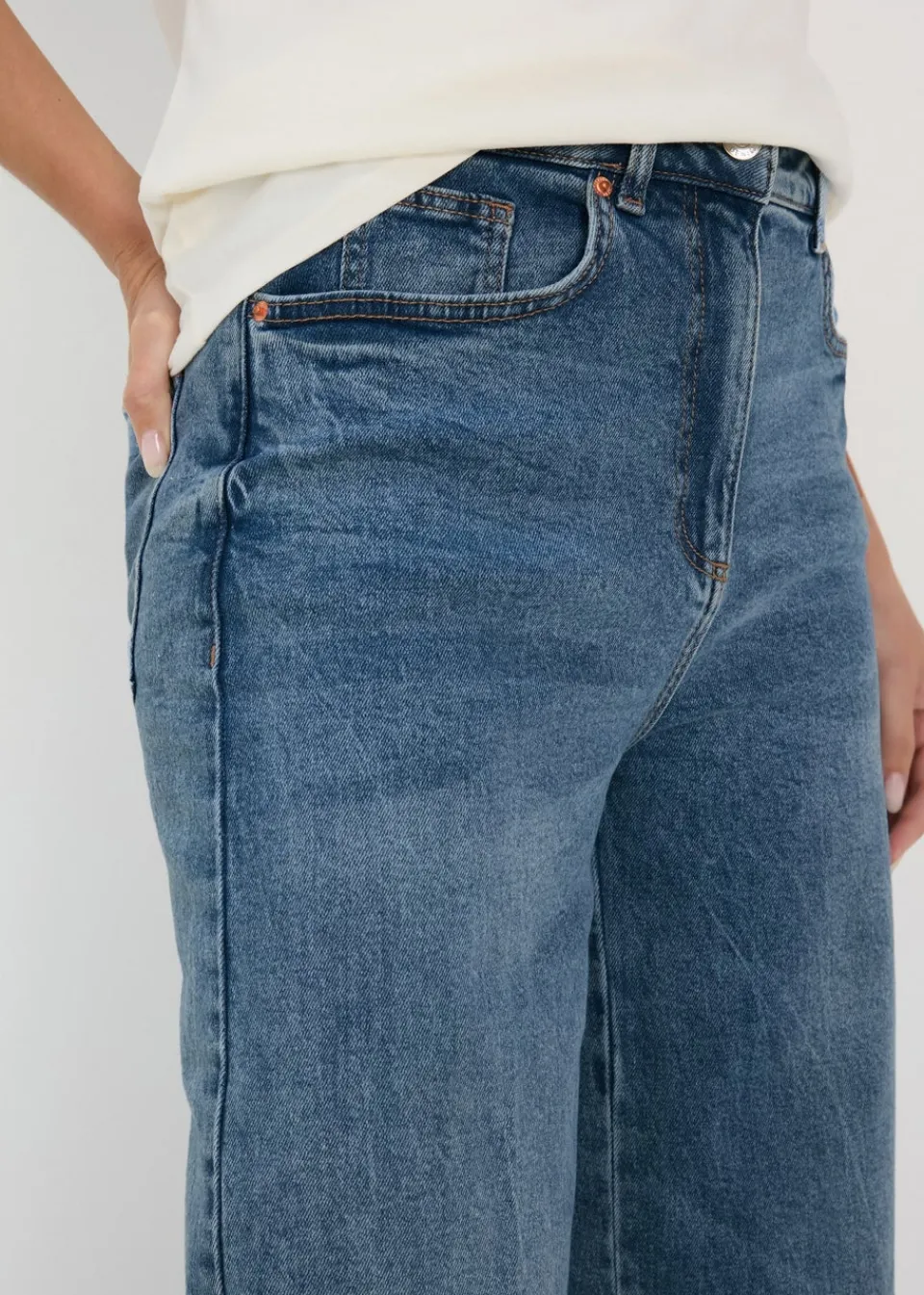 Jeans & Jeggings>Papaya Denim Mid Wash Wide Leg Jeans MidWash