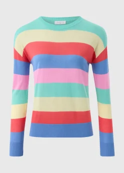 Tops>Papaya Multicolour Stripe Fine Knit Jumper