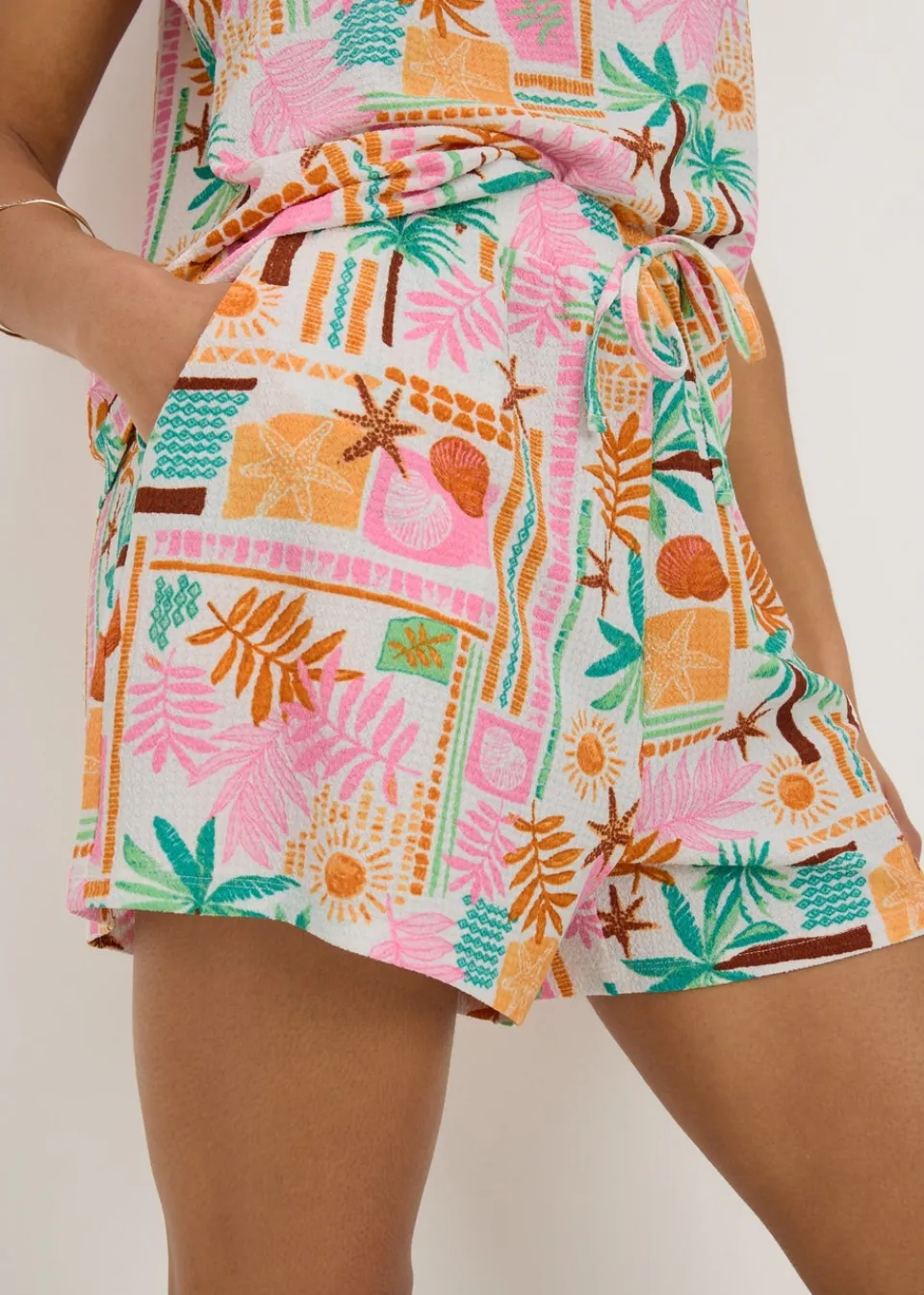 Shorts>Papaya Holiday Multicolour Summer Print Co Ord Shorts