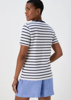 T-Shirts>Papaya Navy & White Modern Stripe T-Shirt