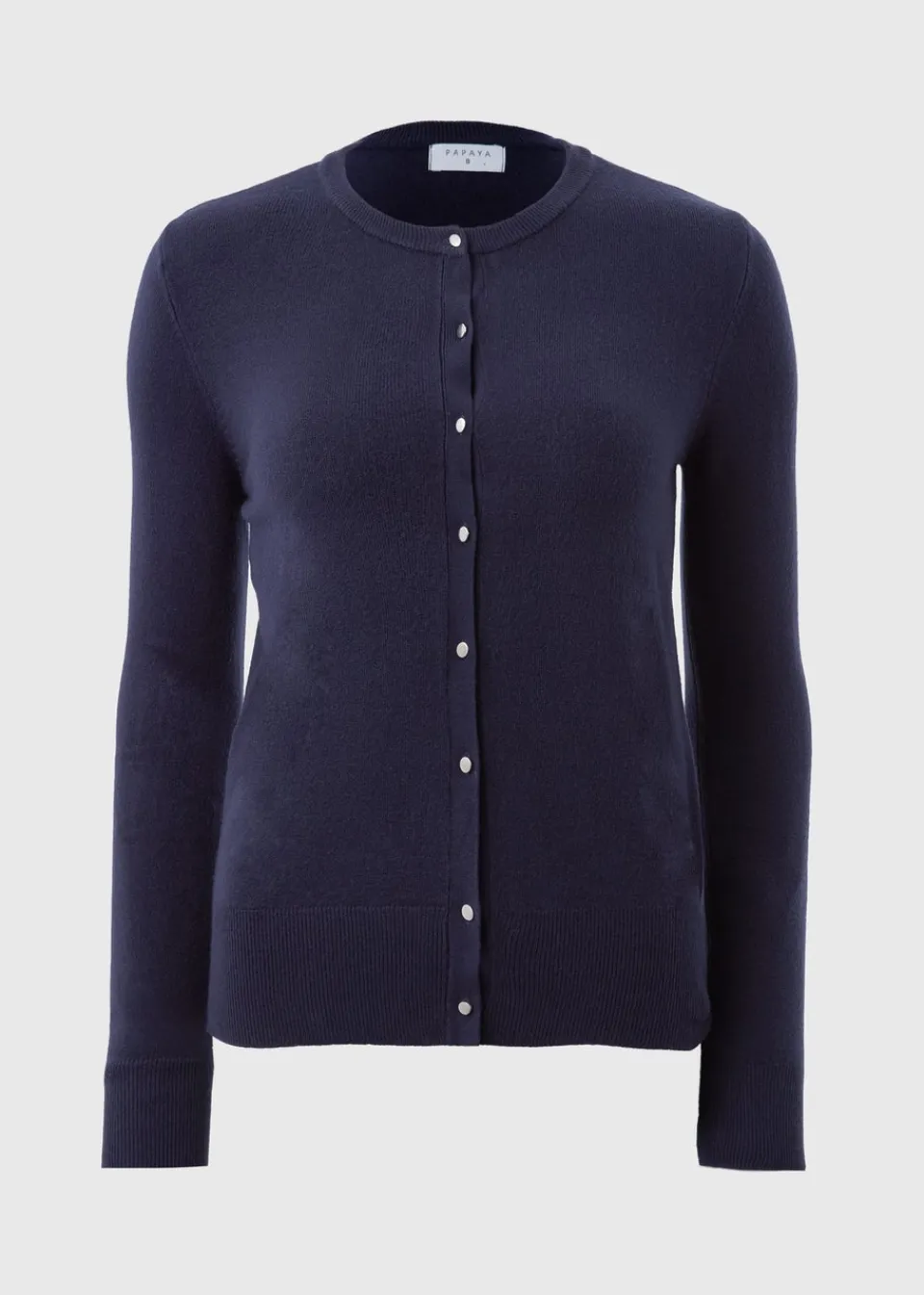 Tops>Papaya Navy Button Soft Cardigan