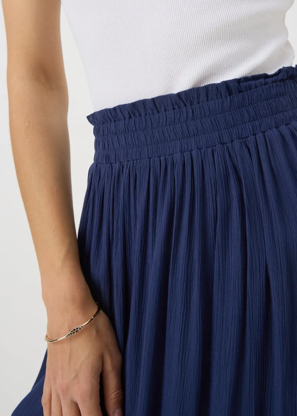 Skirts>Papaya Navy Cheesecloth Maxi Skirt