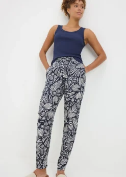 Trousers>Papaya Navy Floral Tapered Trousers