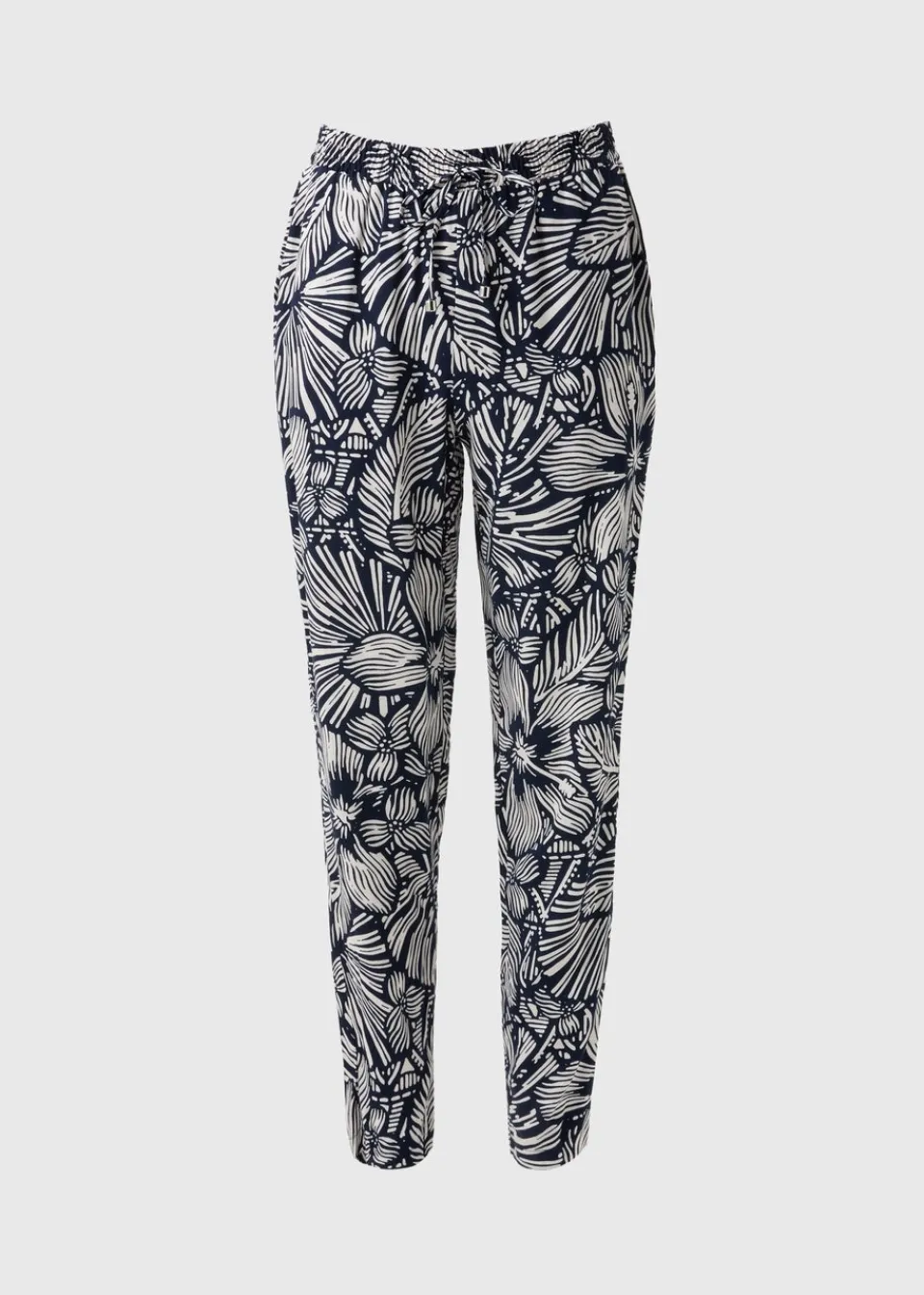 Trousers>Papaya Navy Floral Tapered Trousers