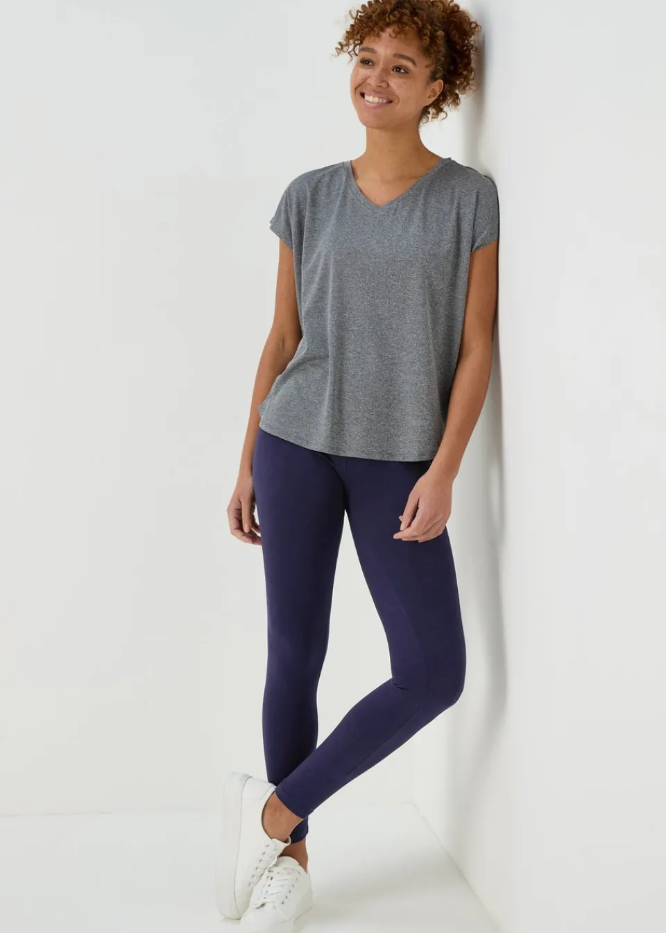 Loungewear>Papaya Full Length Cotton Leggings Navy