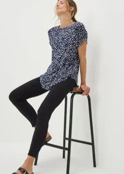 T-Shirts>Papaya Navy Patterned Longline T-Shirt