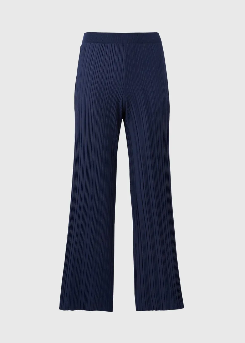 Trousers>Papaya Navy Plisse Co Ord Trousers