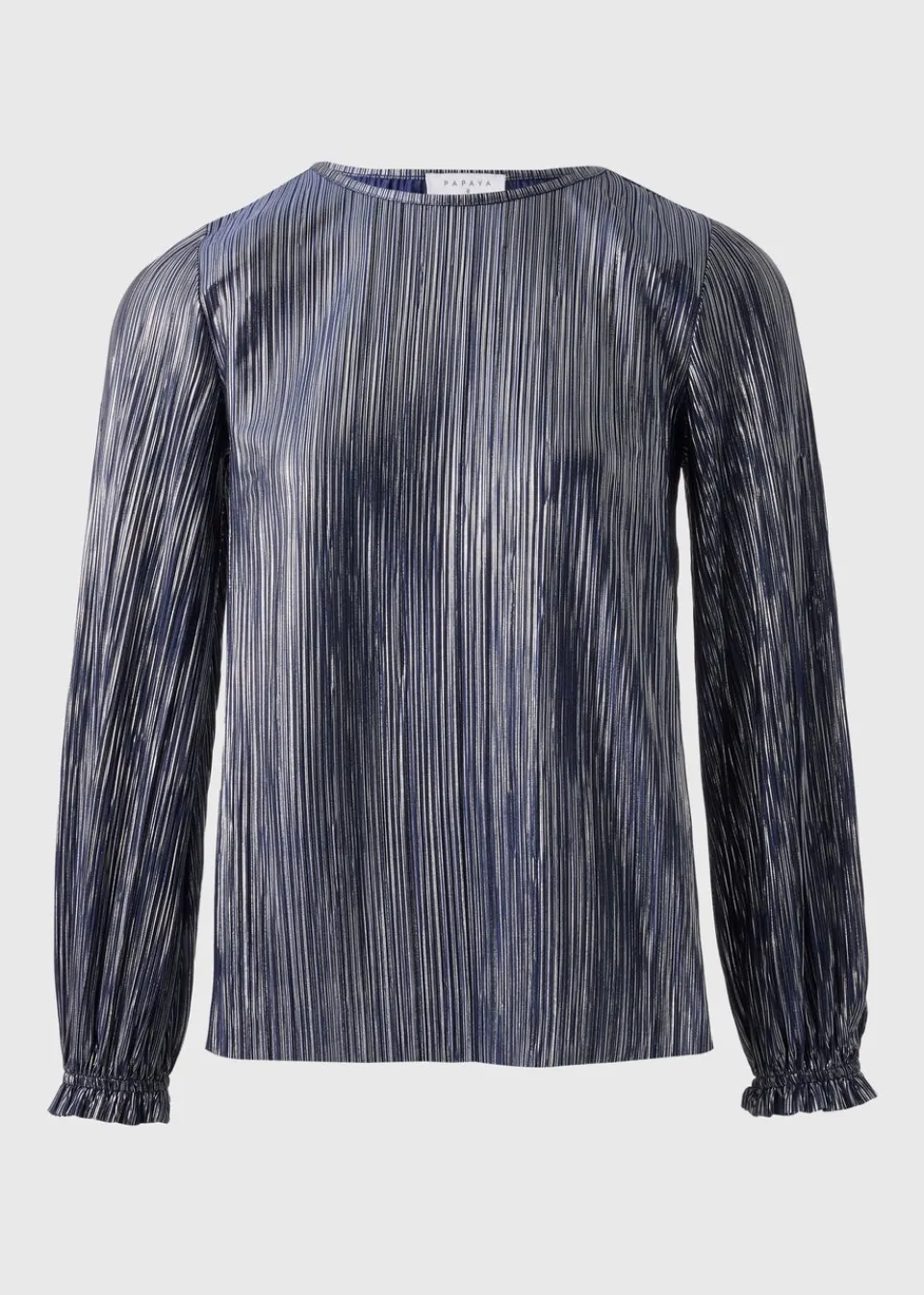 Tops>Papaya Navy Plisse Top