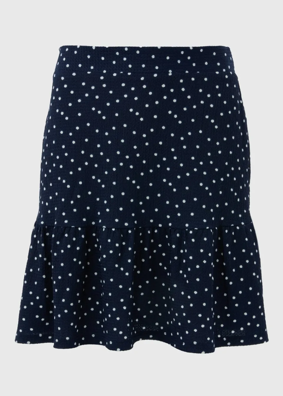 Skirts>Papaya Navy Spot Textured Mini Skirt