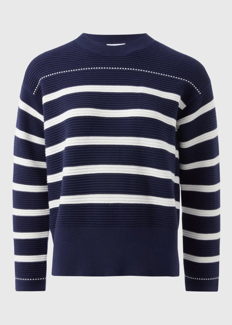 Tops>Papaya Stripe Knitted Jumper Navy