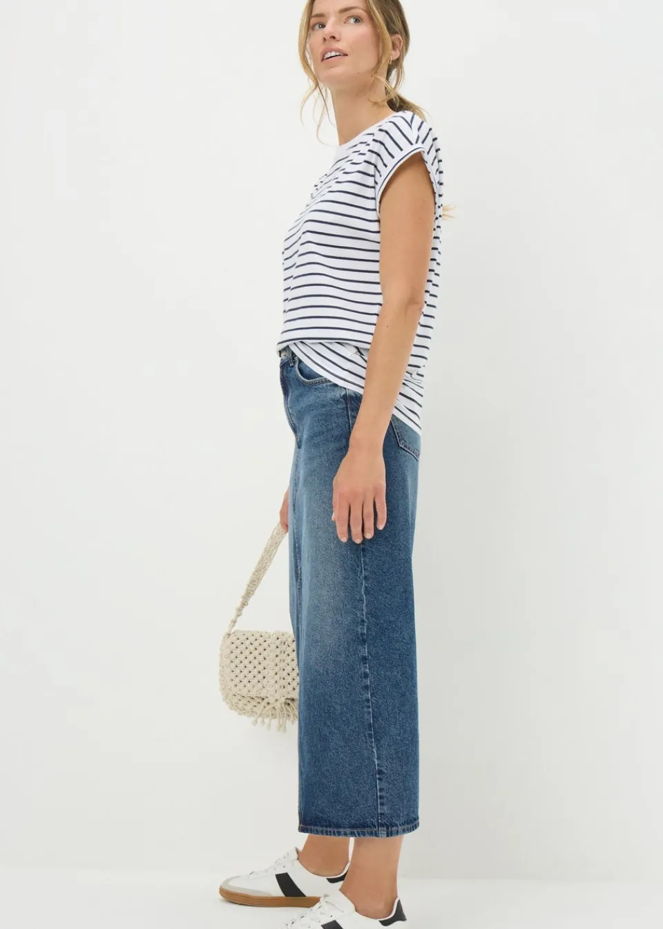 T-Shirts>Papaya Navy Stripe Short Sleeve Top