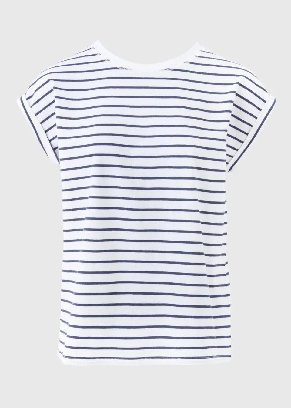 T-Shirts>Papaya Navy Stripe Short Sleeve Top