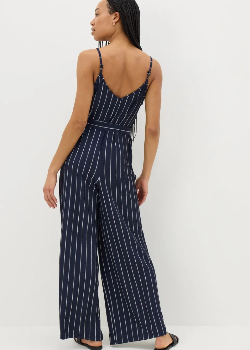 Jumpsuits & Playsuits>Papaya Stripe Wide Leg Jersey Jumpsuit Navy