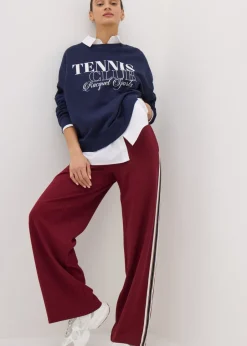 Tops>Papaya Navy Tennis Slogan Sweatshirt