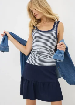 Skirts>Papaya Navy Tiered Mini Skirt