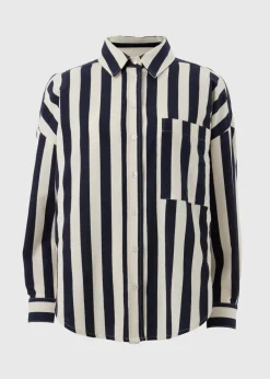 Tops>Papaya Navy Wide Stripe Shirt
