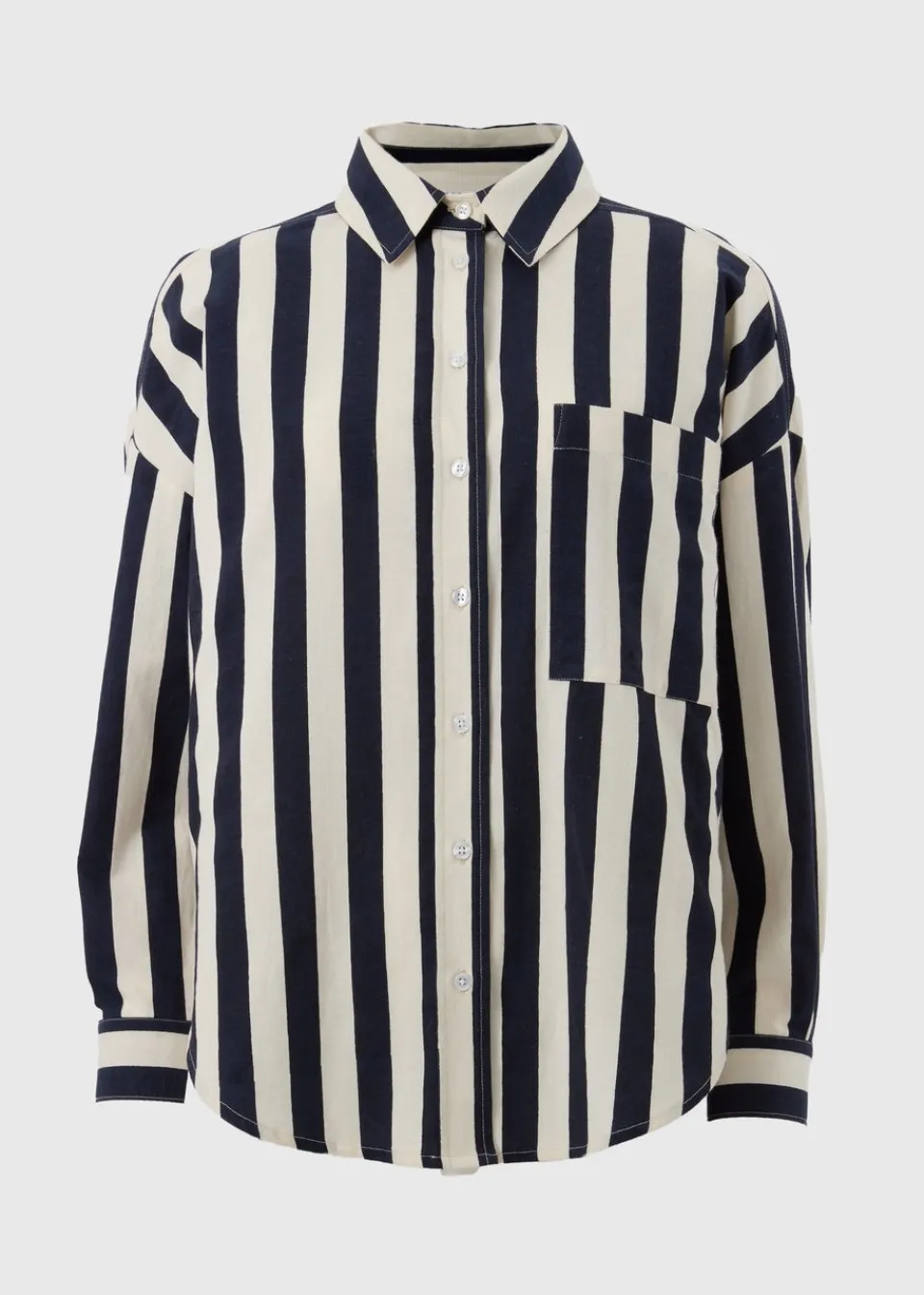 Tops>Papaya Navy Wide Stripe Shirt