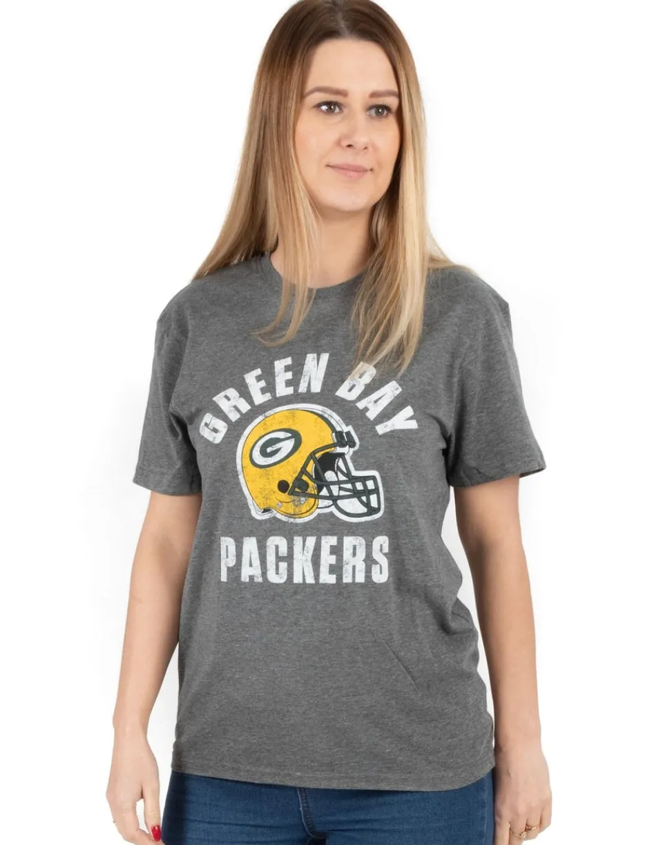T-Shirts>NFL Grey Green Bay Packers Short Sleeved T-Shirt