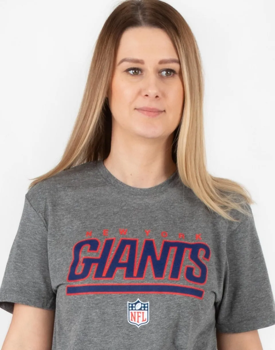 T-Shirts>NFL Grey New York Giants Logo Short Sleeved T-Shirt