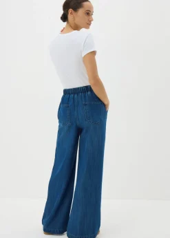 Jeans & Jeggings>Papaya Petite Blue Dark Wash Wide Leg Comfort Fit Jeans