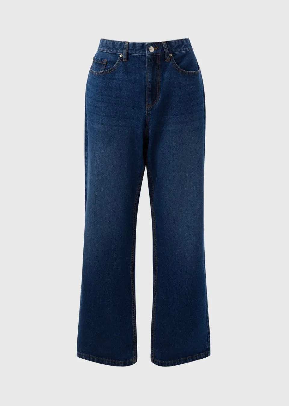 Jeans & Jeggings>Papaya Petite Blue Mid Wash Relaxed Straight Jeans