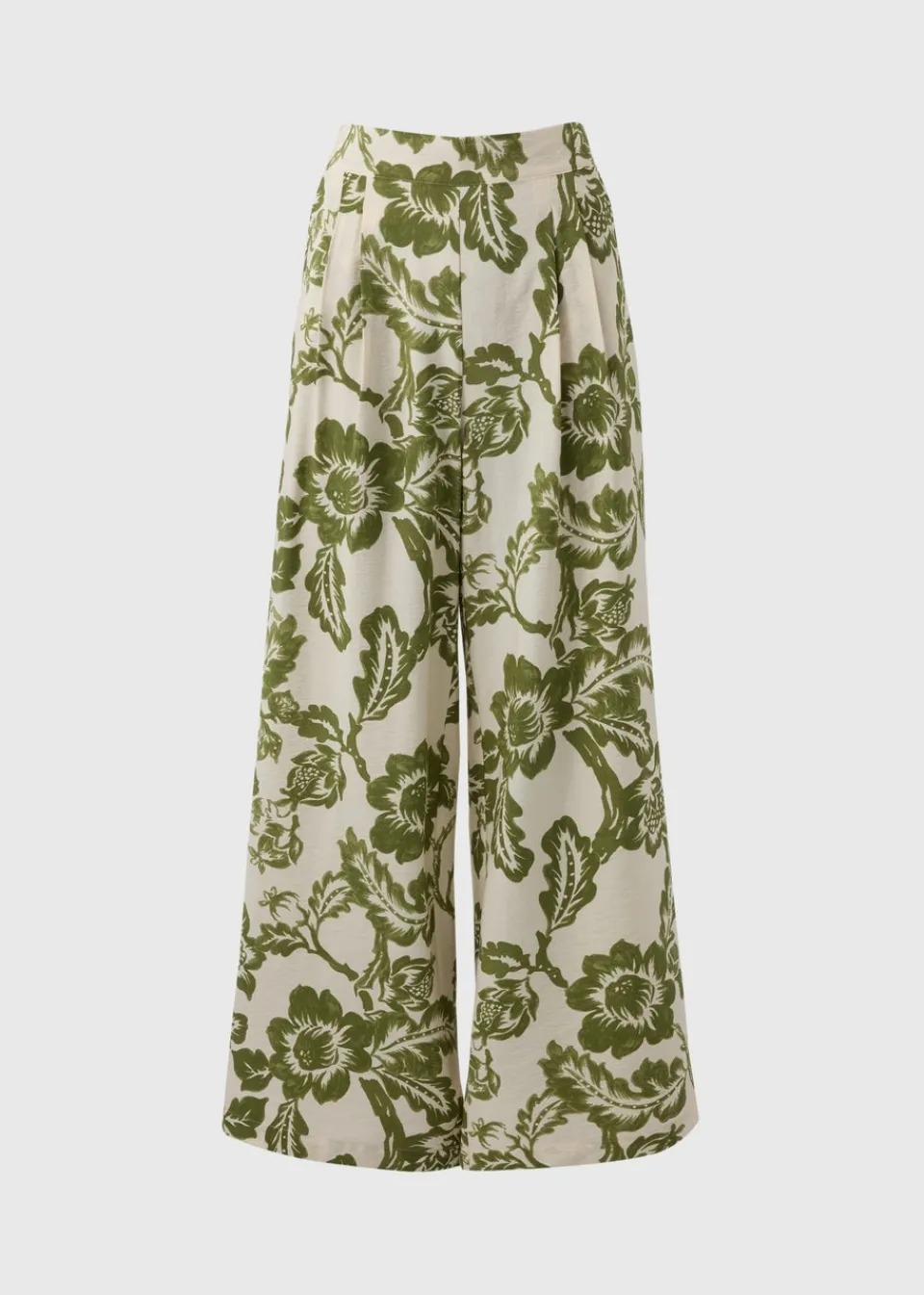 Trousers>Papaya Petite Green Floral Print Wide Leg Trousers