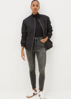 Jeans & Jeggings>Papaya Petite Grey April Animal Skinny Jeans