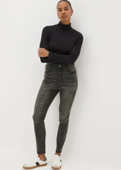Jeans & Jeggings>Papaya Petite Grey April Animal Skinny Jeans