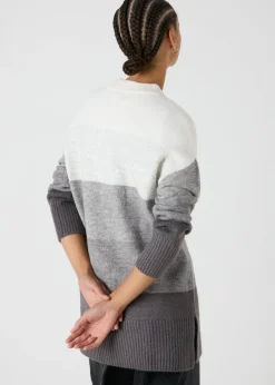 Knitwear>Papaya Petite Grey Stripe Knitted Tunic