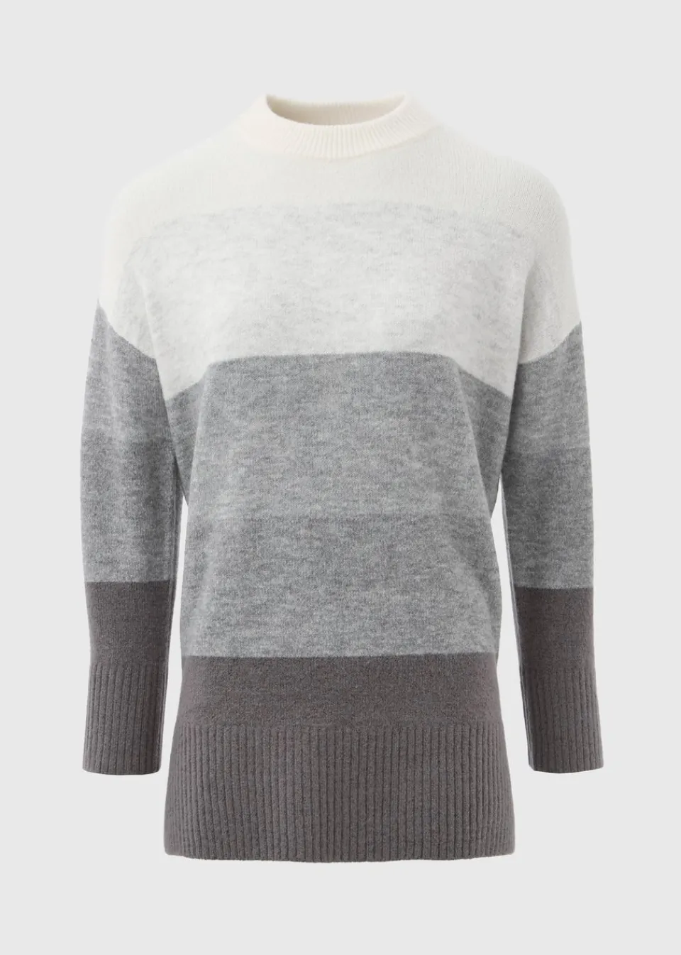 Knitwear>Papaya Petite Grey Stripe Knitted Tunic