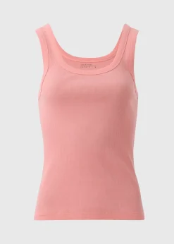 Tops>Papaya Peach Ribbed Scoop Neck Vest Top