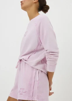 Tops>Papaya Acid Wash Co Ord Graphic Sweatshirt Pink