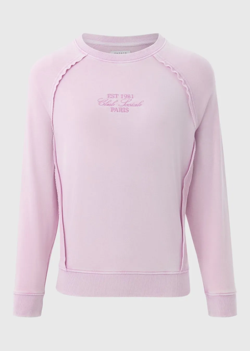 Tops>Papaya Acid Wash Co Ord Graphic Sweatshirt Pink