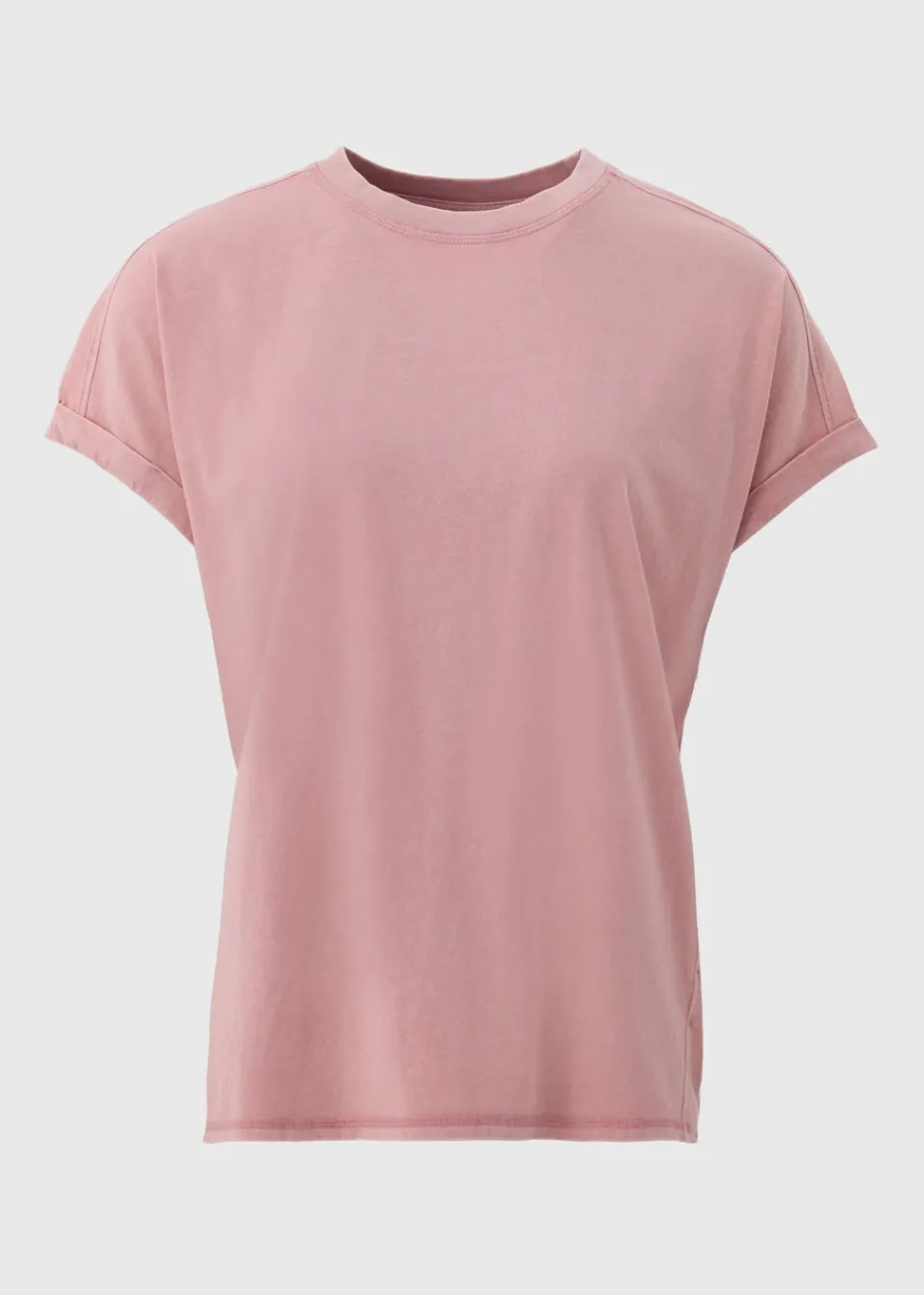 T-Shirts>Papaya Pink Acid Wash Longline T-Shirt
