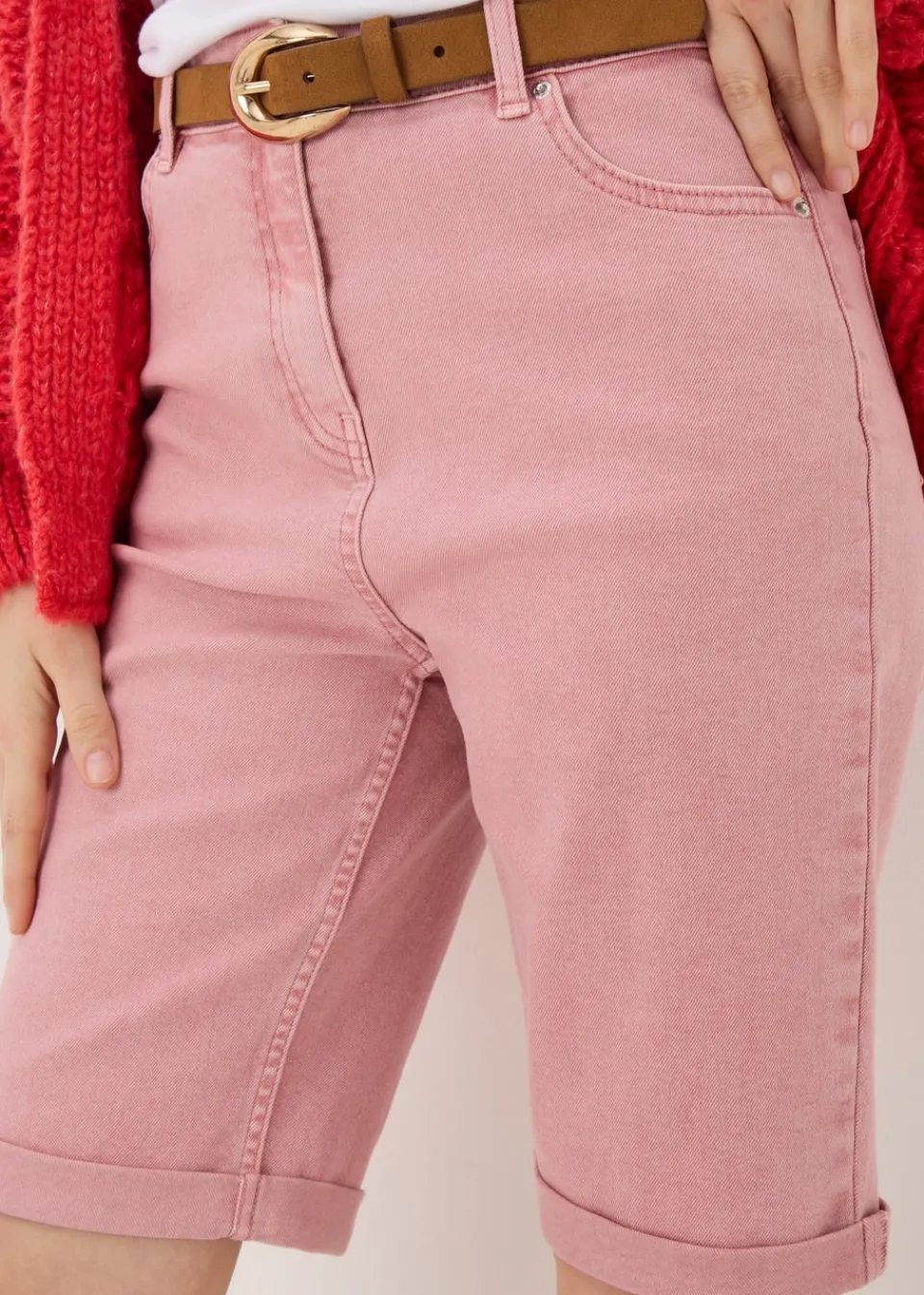 Shorts>Papaya Denim Pink April Denim Shorts
