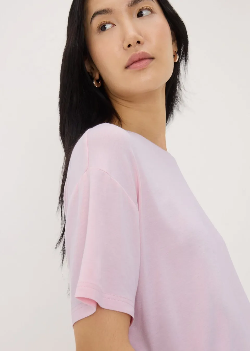 T-Shirts>Papaya Pink Crew Neck Relaxed T-Shirt