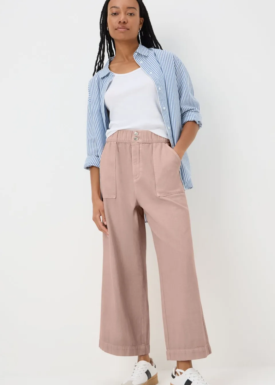 Jeans & Jeggings>Papaya Denim Pink Cropped Wide Leg Jeans