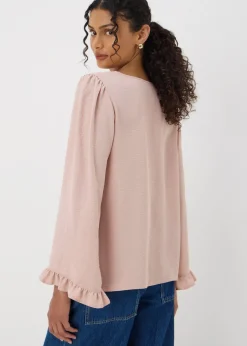 Tops>Papaya Frill Sleeve Blouse Pink