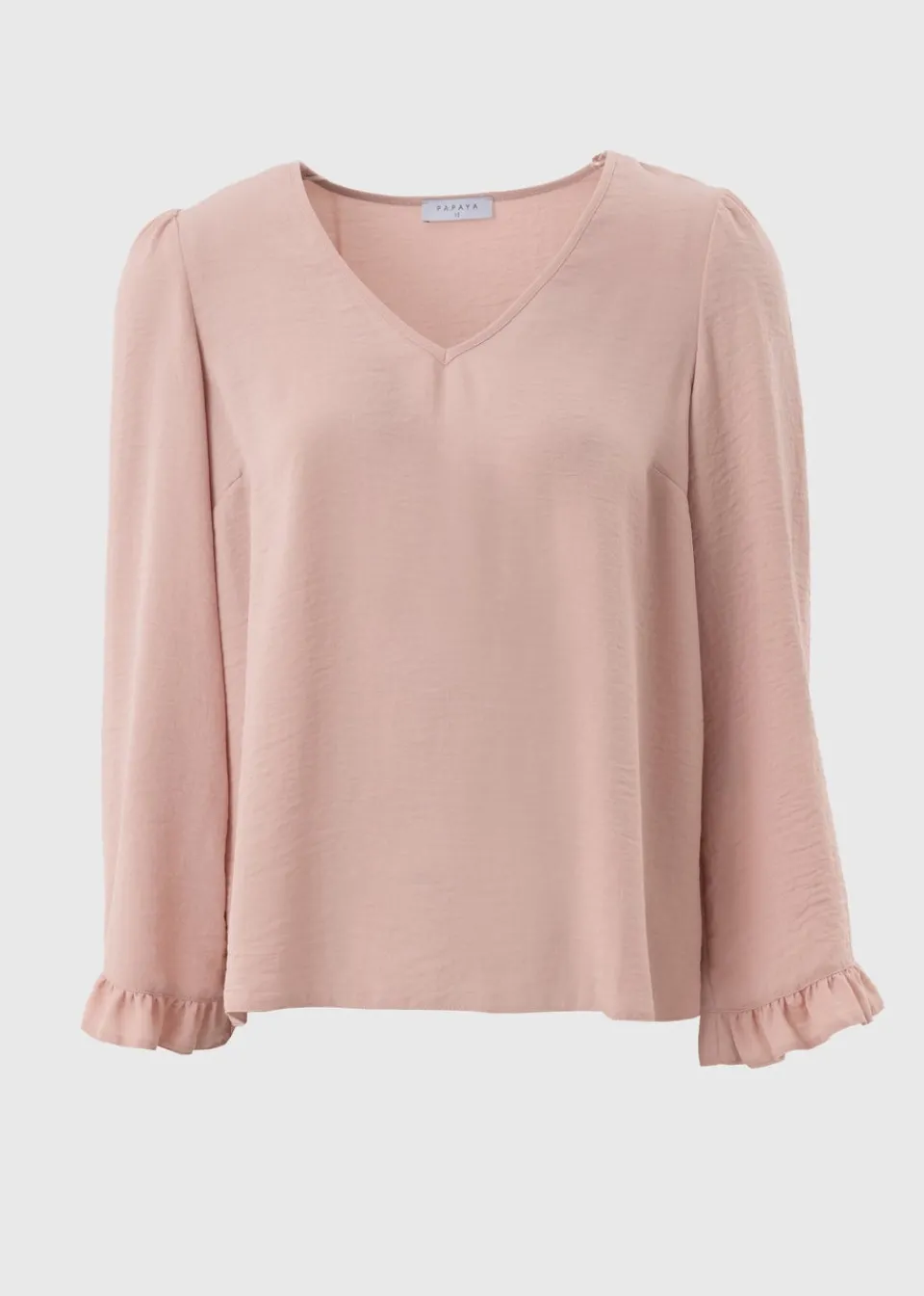 Tops>Papaya Frill Sleeve Blouse Pink