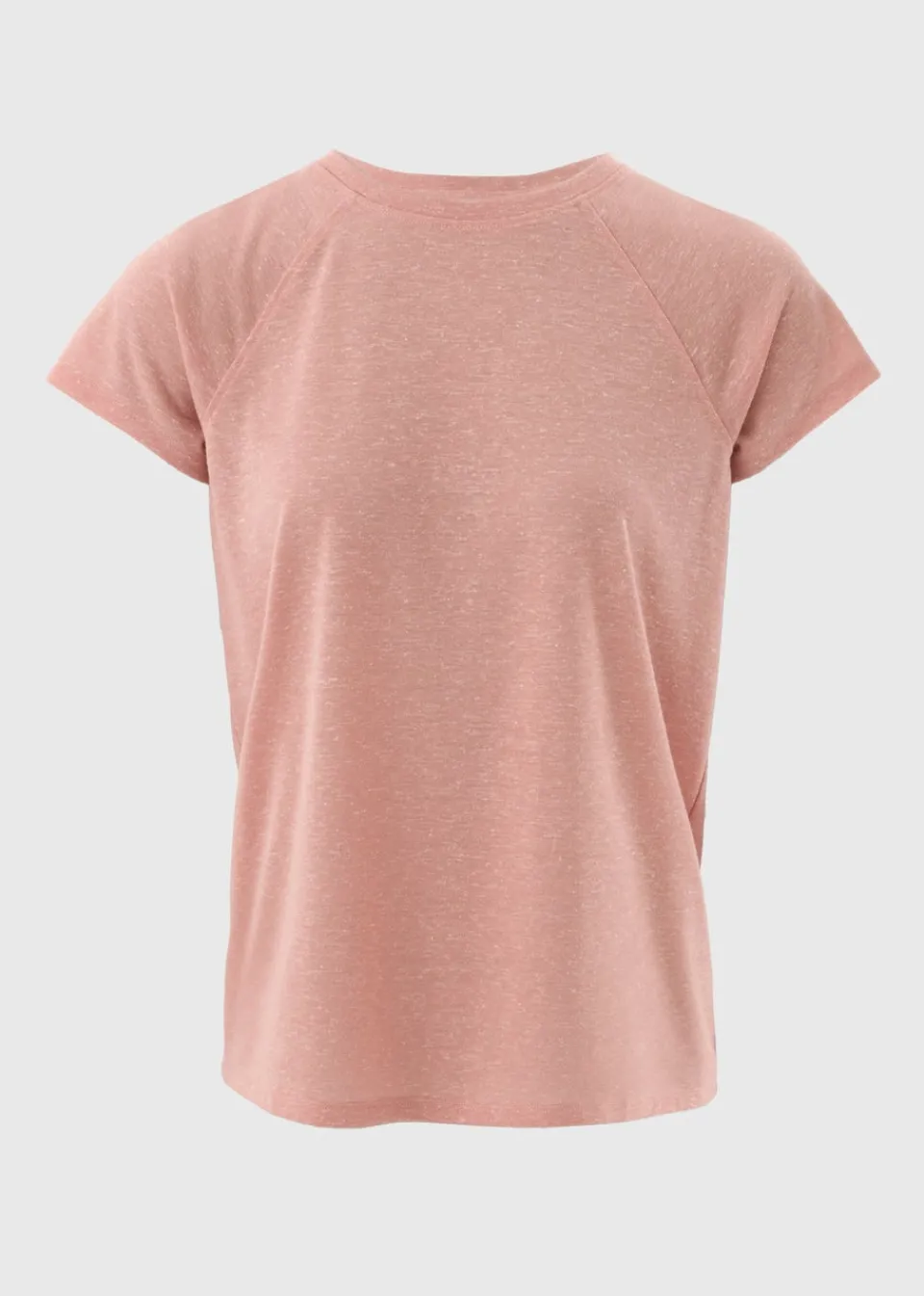 T-Shirts>Papaya Pink Linen Blend Raglan T-Shirt