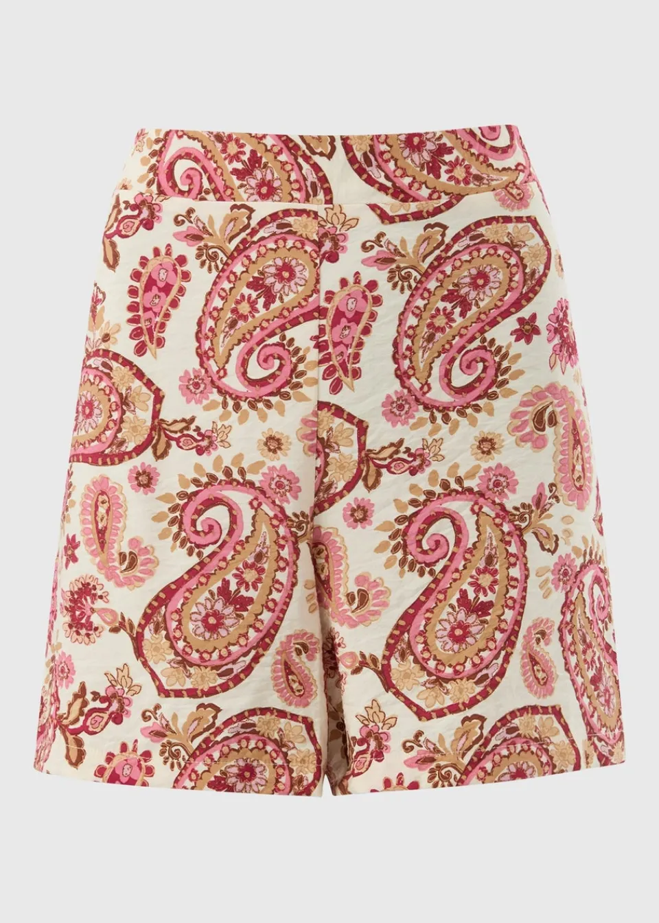Shorts>Papaya Pink Paisley Print Co Ord Shorts