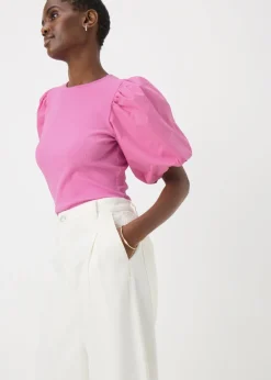 T-Shirts>Papaya Puff Sleeve T-Shirt Pink
