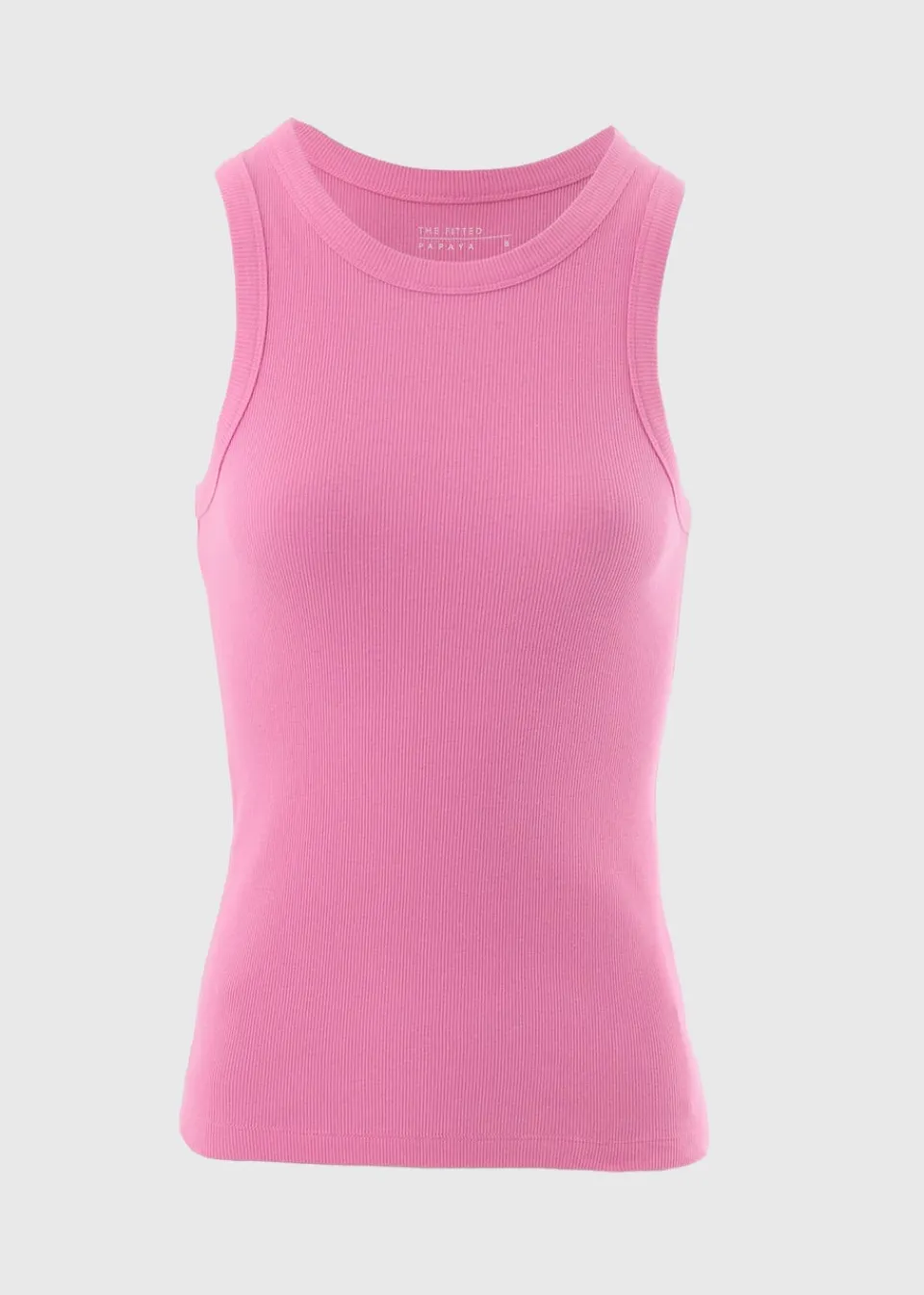 Tops>Papaya Ribbed High Neck Vest Top Pink