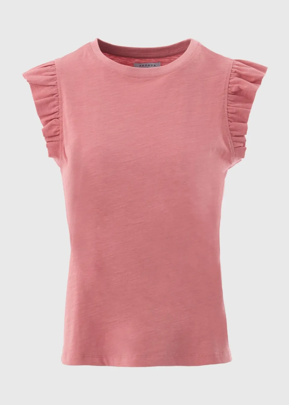 Tops>Papaya Pink Ruffle Vest Top
